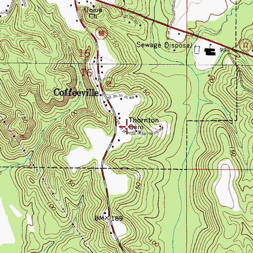 Topographic Map of Thornton Cemetery, AL