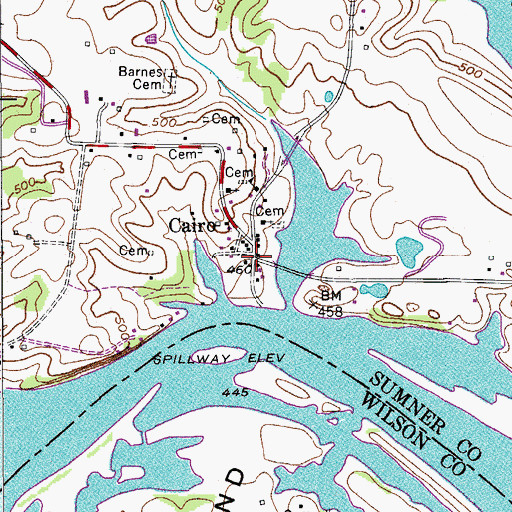 Topographic Map of Cairo, TN