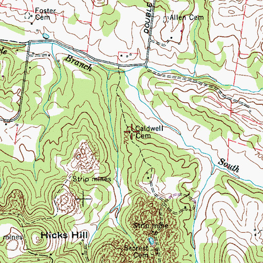 Topographic Map of Caldwell Cemetery, TN