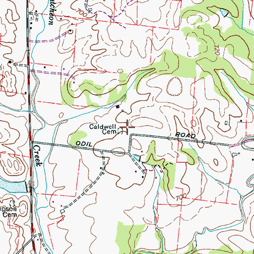 Topographic Map of Caldwell Cemetery, TN
