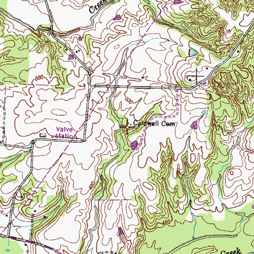 Topographic Map of Caldwell Cemetery, TN