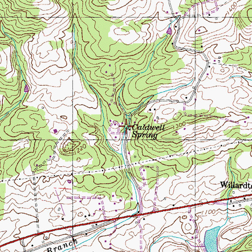 Topographic Map of Caldwell Spring, TN
