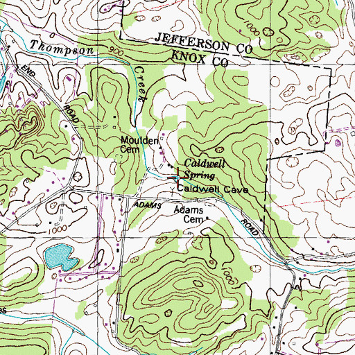Topographic Map of Caldwell Spring, TN