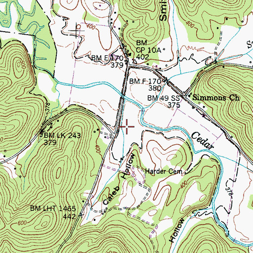 Topographic Map of Caleb Hollow, TN