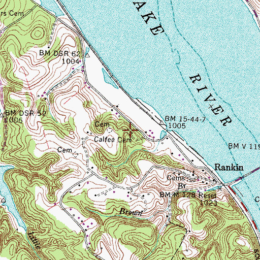 Topographic Map of Calfee Cemetery, TN
