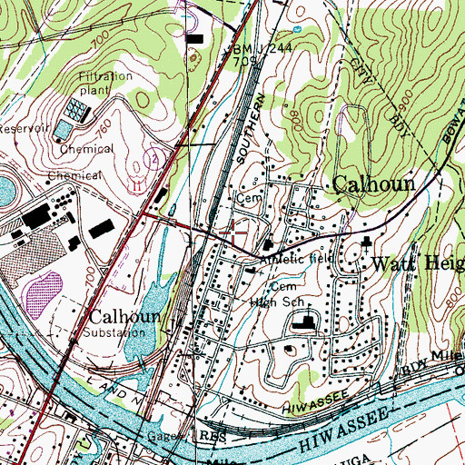 Topographic Map of Calhoun, TN