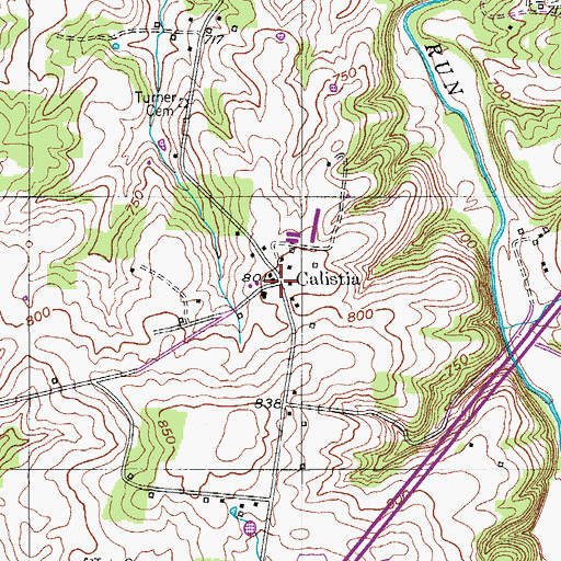 Topographic Map of Calistia, TN