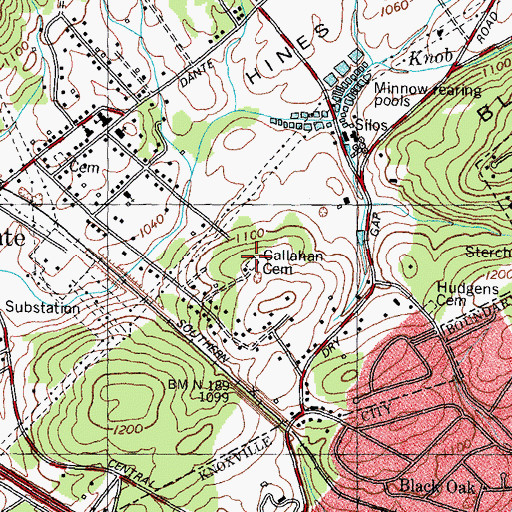 Topographic Map of Callahan Cemetery, TN