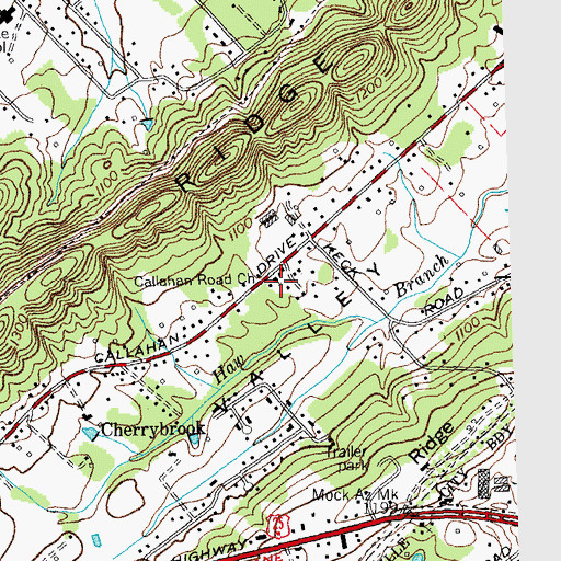 Topographic Map of Callahan Road Church, TN