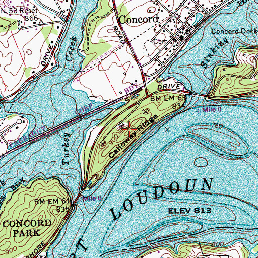 Topographic Map of Calloway Ridge, TN