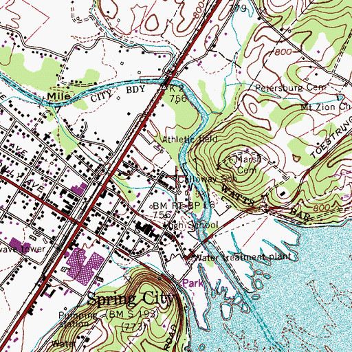 Topographic Map of Calloway School, TN