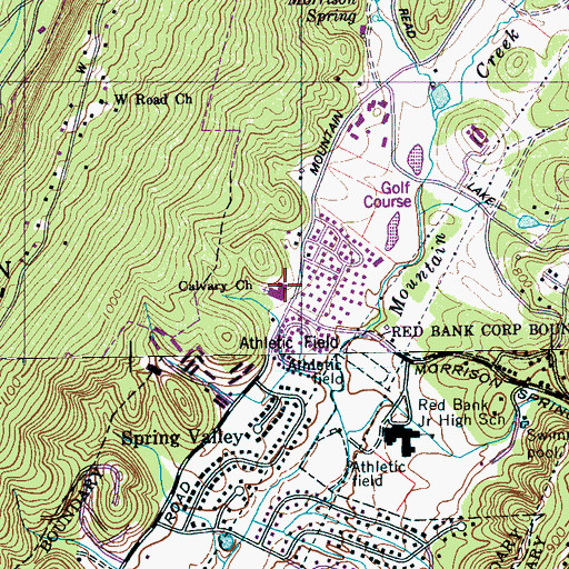 Topographic Map of Calvary Church, TN