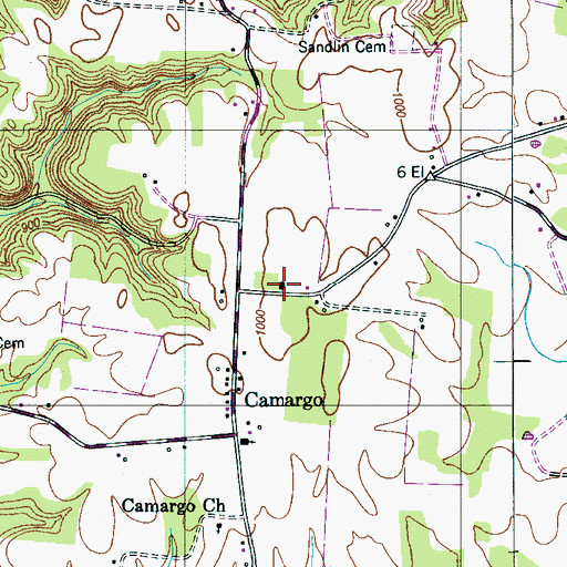 Topographic Map of Camargo School, TN