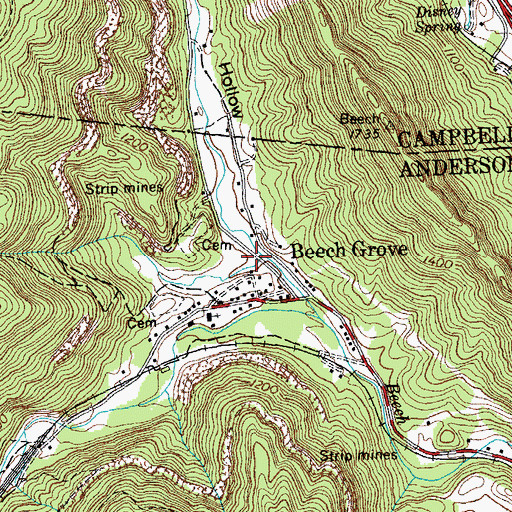 Topographic Map of Cambria Hollow, TN