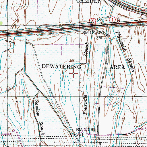 Topographic Map of Camden Dewatering Area, TN
