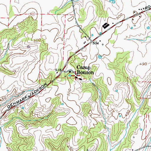 Topographic Map of Camp Bonson, TN