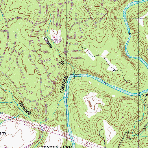 Topographic Map of Camp Branch, TN