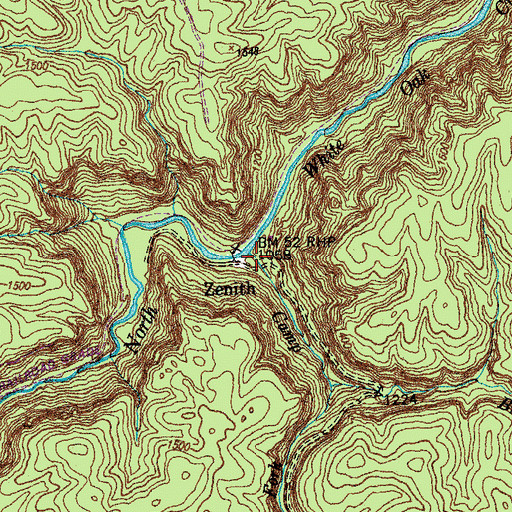 Topographic Map of Camp Branch, TN