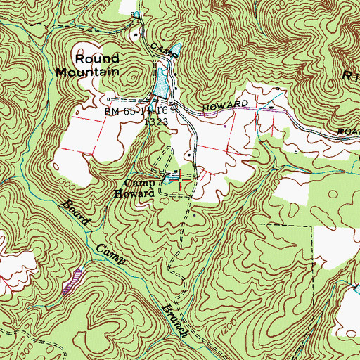 Topographic Map of Camp Howard, TN