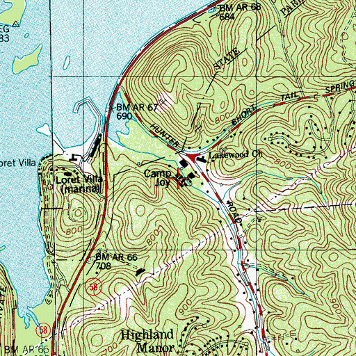 Topographic Map of Camp Joy, TN