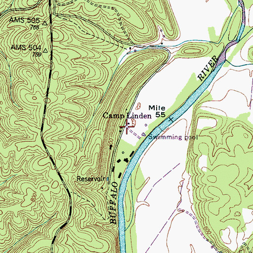 Topographic Map of Camp Linden, TN