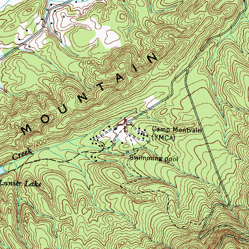 Topographic Map of Camp Montvale, TN
