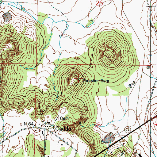 Topographic Map of Thrasher Cemetery, AL