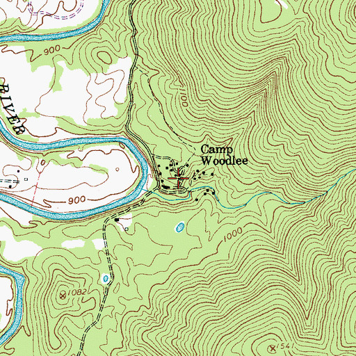 Topographic Map of Camp Woodlee, TN