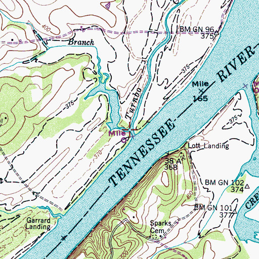 Topographic Map of Campbell Branch, TN