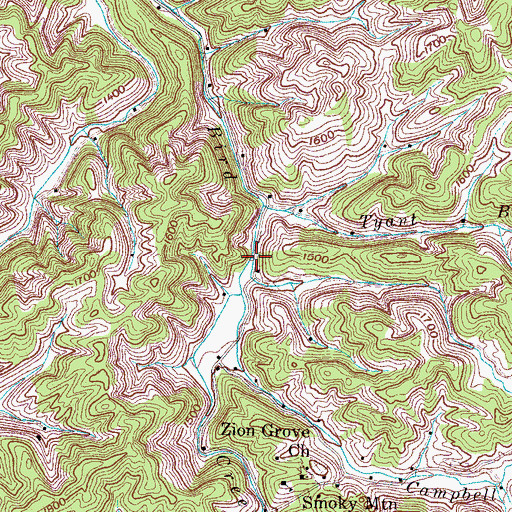 Topographic Map of Campbell Branch, TN