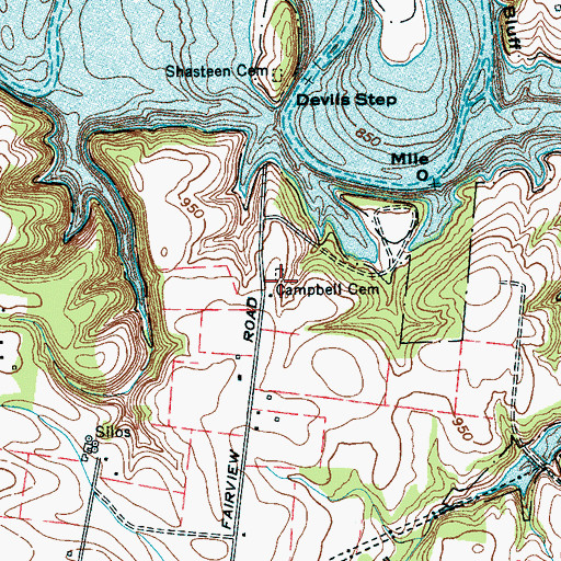 Topographic Map of Campbell Cemetery, TN