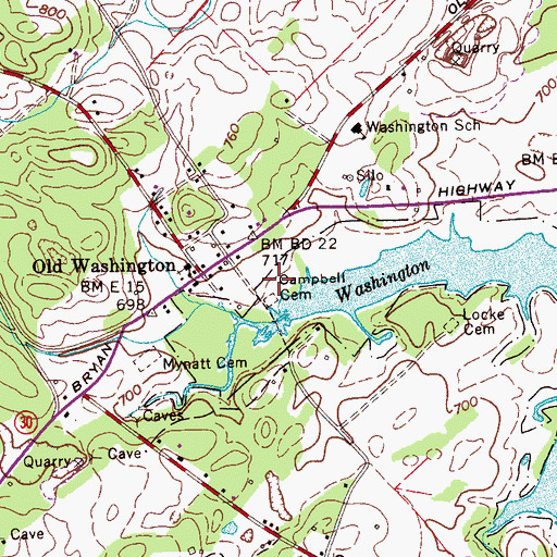 Topographic Map of Campbell Cemetery, TN