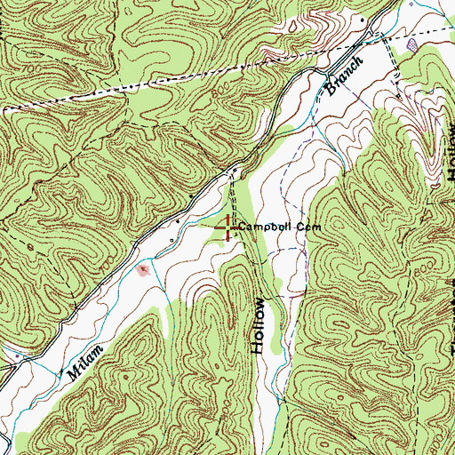 Topographic Map of Campbell Cemetery, TN