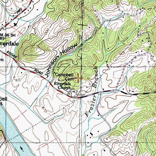 Topographic Map of Campbell Cemetery, TN