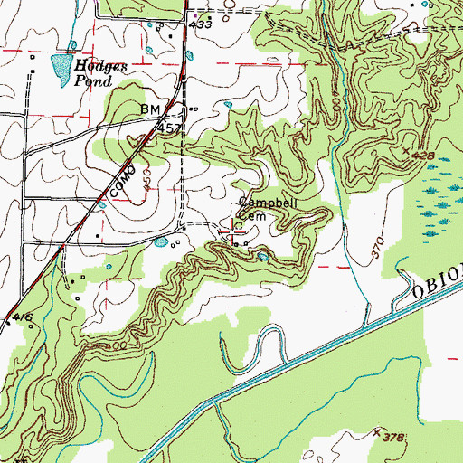 Topographic Map of Campbell Cemetery, TN