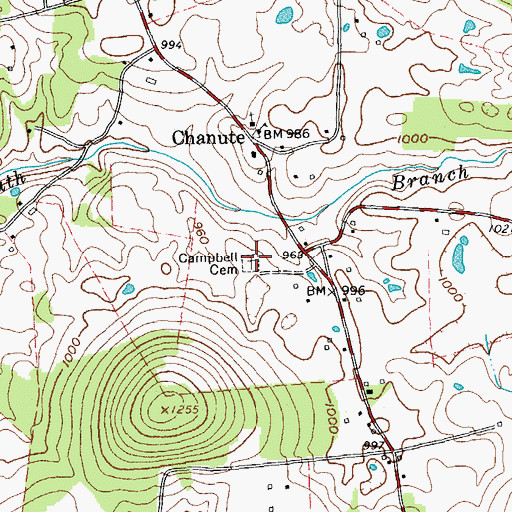 Topographic Map of Campbell Cemetery, TN
