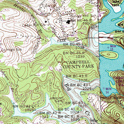 Topographic Map of Campbell County Park, TN