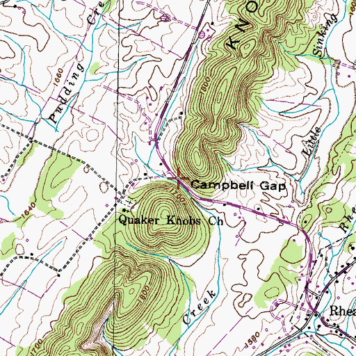 Topographic Map of Campbell Gap, TN