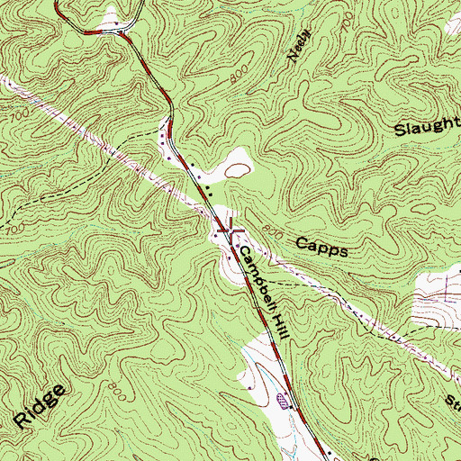 Topographic Map of Campbell Hill, TN
