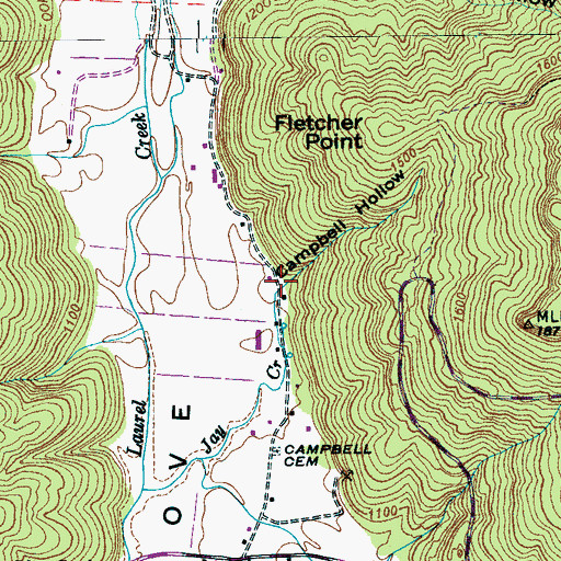 Topographic Map of Campbell Hollow, TN