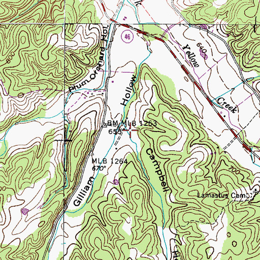 Topographic Map of Campbell Hollow, TN