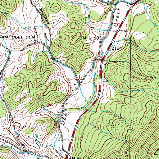 Topographic Map of Campbell Hollow, TN