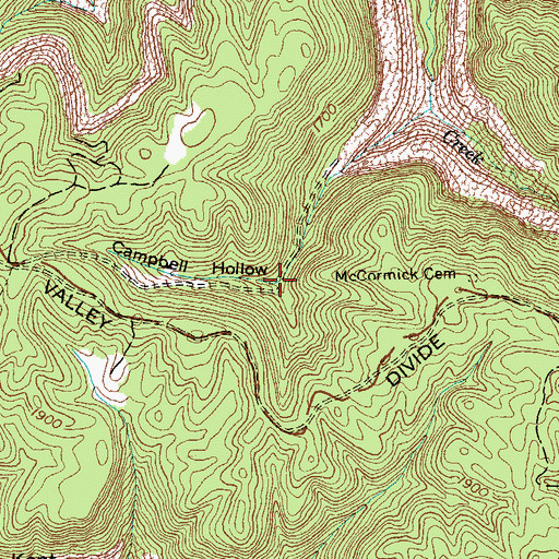Topographic Map of Campbell Hollow, TN