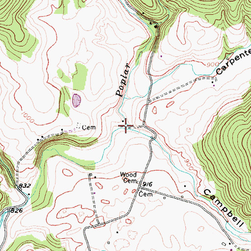 Topographic Map of Campbell Hollow, TN