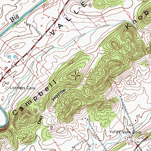 Topographic Map of Campbell Knobs, TN