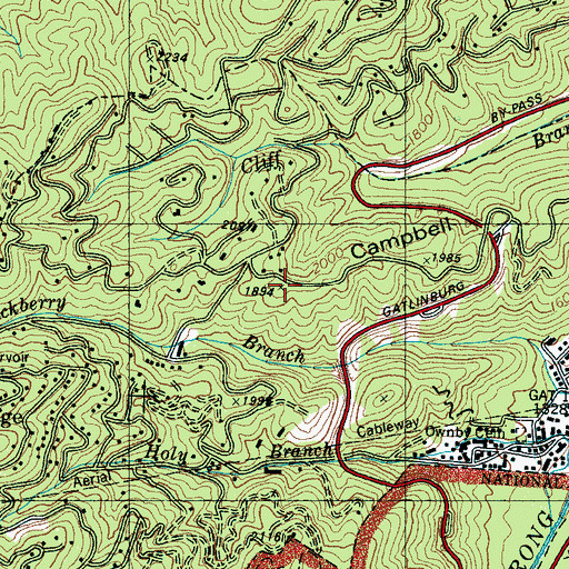 Topographic Map of Campbell Lead, TN