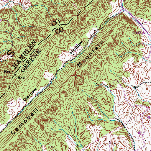 Topographic Map of Campbell Mountain, TN