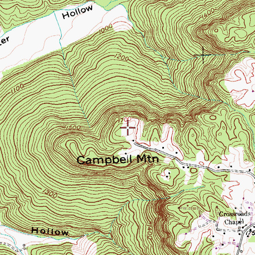 Topographic Map of Campbell Mountain, TN
