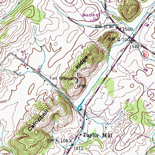 Topographic Map of Campbell Ridge, TN