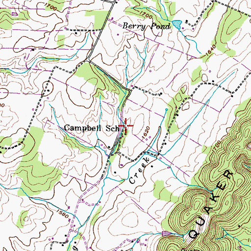 Topographic Map of Campbell School, TN